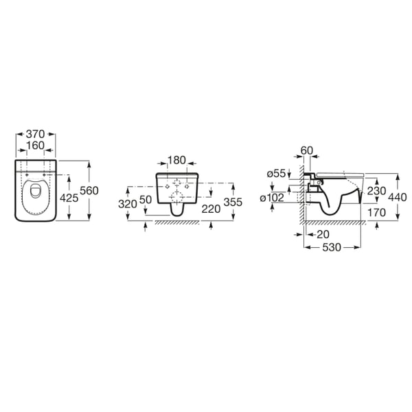Λεκάνη κρεμαστή Inspira Square Rimless White Matt A346537620 Roca